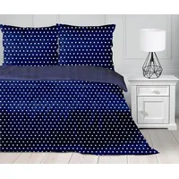 Satīna gultas veļa 220X200 Vichy tumši zili polka punktiņi rūtaini Gold Line 1771060