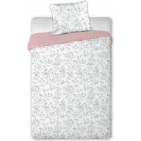 Satīna gultasveļa 220X200 ziedi balts rozā pulveris Rose 016 divpusējs 1520701