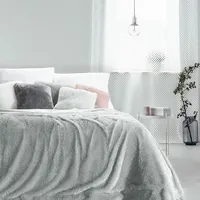 Segas gultas pārklājs 170X210 Tiffany sudraba pinkains dekoratīvs metiens ar mīkstas kažokādas struktūru pavedienu 371402