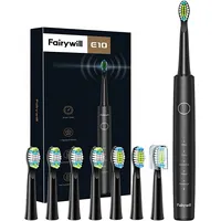 Sonic toothbrush with head set Fairywill Fw-E10 Black Fw-E10Black8 Heads