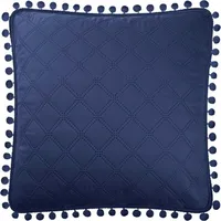 Spilvena pārvalks ar pomponiem 45X45 tumši zils Pompoo pompons glamour dimanti dekoratīvi gultas pārklājam 5101532