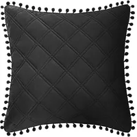Spilvena pārvalks ar pomponiem 45X45 melns Pompoo pompoms glamour dimanti dekoratīvi gultas pārklājam 2331801