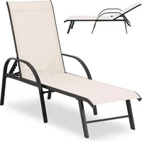 Uniprodo Dārza krēsls ar regulējamu atzveltni un alumīnija rāmi līdz 160 kg bēšs 10250501