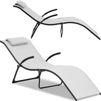 Uniprodo Saliekams dārza pludmales krēsls ar galvas balstu Wave līdz 160 kg gaiši pelēks 10250494
