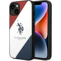 U.s. Polo Pu Leather Double Horse Case for iPhone 14 Red White Navy Ushcp14Spso3