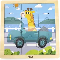 Viga Handy Wooden Puzzle Žirafe automašīnā 9 elementi 44629