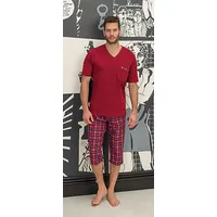 Vīriešu pidžama 720 Xl, bordo, V-Veida kakla izgriezums ar kabatu, 3/4 bikses 1350107