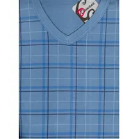 Vīriešu pidžama ar garām piedurknēm D 964 Maxi 182/106 Xl/2Xl zils čeks Zema cena 109230