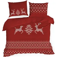 Ziemassvētku gultasveļa 220X200 Noel 01 sarkanā ziemeļbrieža sniega bumbiņas satīns Saint 23 430555