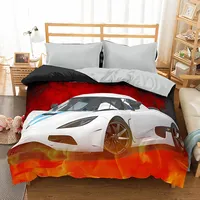 3D mikrosatīna gultas veļa 160X200 28 Sports Car White 0018 BedYou 1949514