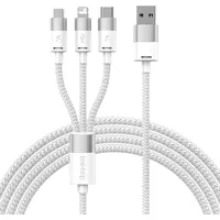3In1 Usb cable Baseus Starspeed Series, Usb-C  Micro Lightning 3,5A, 1.2M White Caxs000002