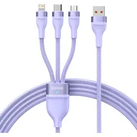 Baseus 3In1 Usb ātrās uzlādes kabelis Usb-C mikro-USB iPhone Lightning 1,2 M violets 6932172618124