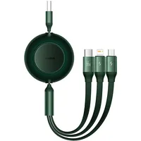 Baseus Bright Mirror 2 retractable cable 3In1 Usb Type A - micro  Lightning C 66W 1.1M green Camj010106