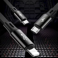 Baseus Golden Loop 3In1 Usb cable - micro  Lightning Usb-C 3.5A 35Cm 120Cm black Camlt-Jh01