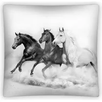 Bērnu spilvendrāna 40X40 3D Zirgs Zirgi gallopē balti melni Ps 0010 8533 2040352