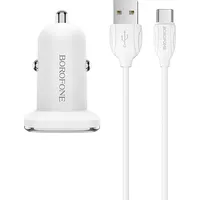 Borofone Car charger Bz12 Lasting Power - 2Xusb 2,4A with Usb to Type C cable white Ład001184