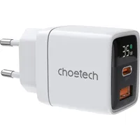 Choetech Pd6052 Usb-C Usb-A Pd 35W Gan wall charger with display - white 01.01.02.Xx-Pd6052-Eu-Wh