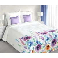 Dekoratīvais gultas pārklājs 170X210 Zvans, krēmīgi violets, lieli Malvas ziedi 1162021