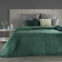 Dekoratīvais gultas pārklājs 170X210 Sofia 2 tumši zaļa velūra ģeometrija 380259