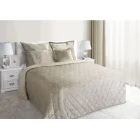 Divpusējs gultas pārklājs 200X220 Aliana bēšs ar dekoratīviem cirkoniem, stepēts 1169910