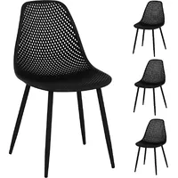 FrommAmpStarck Skandināvu ažūra plastmasas krēsls ar tērauda kājām līdz 150 kg, 4 gab.melns 10260139