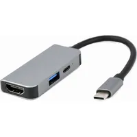 Gembird A-Cm-Combo3-02 Usb Type-C 3-In-1 multi-port adapter port  Hdmi Pd, silver