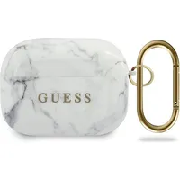 Guess Guacaptpumawh Airpods Pro cover biały white Marble Collection