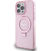 Guess Iml Ring Stand Glitter Magsafe Case for iPhone 15 Pro Max Pink Guhmp15Xhrsgsp