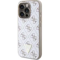 Guess Pu Leather 4G Triangle Metal Logo Case for iPhone 15 Pro White Guhcp15Lpg4Gph