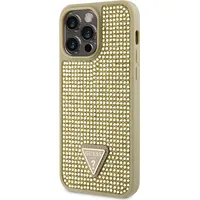 Guess Rhinestones Triangle Metal Logo Case for iPhone 15 Pro Max Gold Guhcp15Xhdgtpd