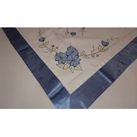 Izšūts galdauts 85X85 balts žakarda zils zieds dekoratīvs sloksne zema cena 1641694