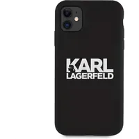 Karl Lagerfeld Stack White Logo Silicone Case for iPhone 11 Black Klhcn61Slklrbk