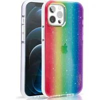 Kingxbar Ombre Case Back Cover for iPhone 12 Pro Max multicolour Iphone Series-Rainbow