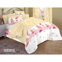 Kokvilnas gultas veļa 140X200 1027E Lācītis rozā krēmkrāsas lācīši ar pogām Zema cena 1641402
