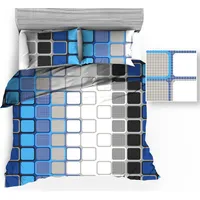 Kokvilnas gultas veļa 140X200 1331E zila ģeometrija 688N 1943408