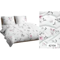Kokvilnas gultasveļa 140X200 balti rozā ziedi 4210 A kokvilna Maks 2302355