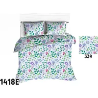 Kokvilnas gultasveļa 160X200 1418E piparmētru pļavas ziedi magones zaļa violeta rozā 339N 1943918
