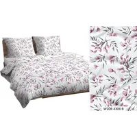 Kokvilnas gultasveļa 160X200 balti rozā pelēki ziedi 4306 B kokvilna Maks 2302391