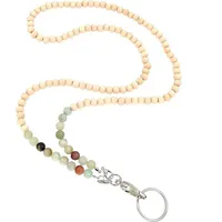 Lanyard pendant, string beads for keys, beige phone Glass Chain