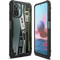 Ringke Fusion X Design durable Pc Case with Tpu Bumper for Xiaomi Redmi Note 10  10S black Ticket band Xdxi0029