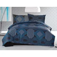 Satīna gultas veļa 160X200 Rāmis 1 melni zila ģeometrija Luksusa 1272097