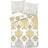 Satīna gultas veļa 220X200 Glamour austrumu ornamenti zelta bēšs balts 2878 A Fashion Satin 2049634