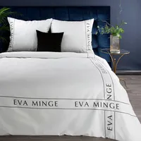 Satīna gultas veļa 220X200 Zīds 4 balts melns vienkrāsains Eva Minge uzraksti 383895
