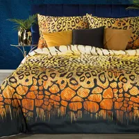 Satīna gultasveļa 160X200 plankumi dzīvnieku motīvs leopards dzeltens oranžs melns Cecil Eva Minge 1173969