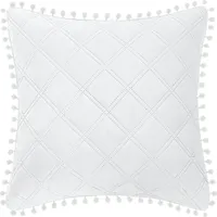 Spilvena pārvalks ar pomponiem 45X45 balts Pompoo pompoms glamour dimanti dekoratīvi gultas pārklājam 5100845