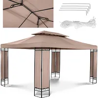 Uniprodo Dārza paviljona lapenes telts saliekamais jumts taisnstūrveida 3 x 4 2,6 m bēšs 10250439