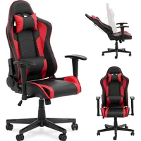 Uniprodo Regulējams spēļu krēsls ar roku balstiem līdz 130 kg, melns un sarkans 10250796