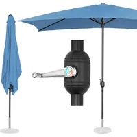 Uniprodo Taisnstūrveida terases lietussargs ar kloķi 200 x 300 cm zilā krāsā 10250580