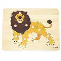 Viga Koka Montessori Puzzle Lion ar piespraudēm 44602