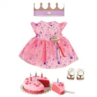 Baby Born apģērbu komplekts dzimšanas dienas kleitas kroņa kūka lellei 43 cm 830789